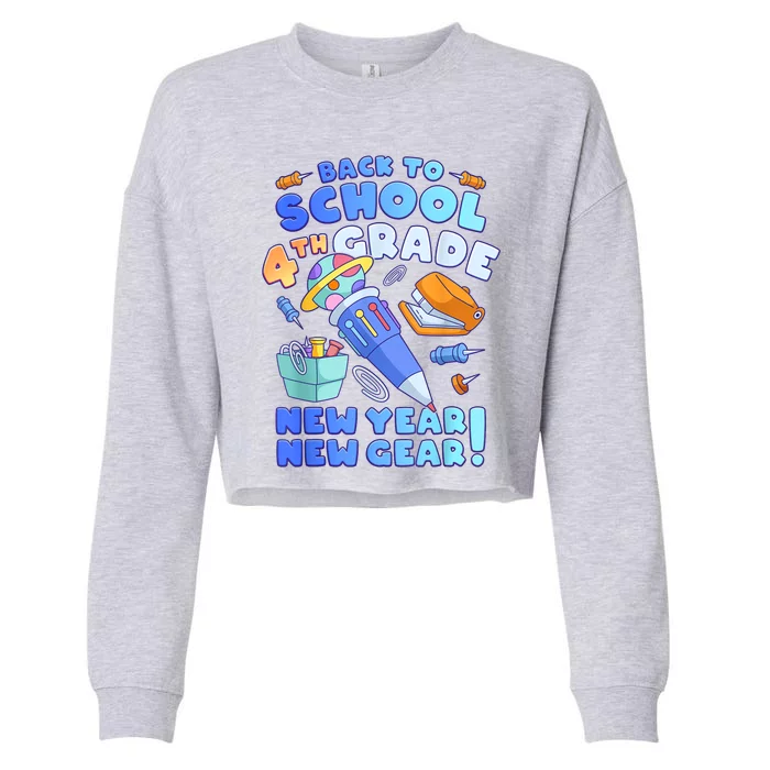 Back To School Boy 4th Grade School Supplies Cropped Pullover Crew