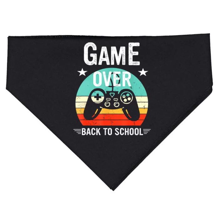 Back To School Game Over First Day Of School Funny Gamer USA-Made Doggie Bandana