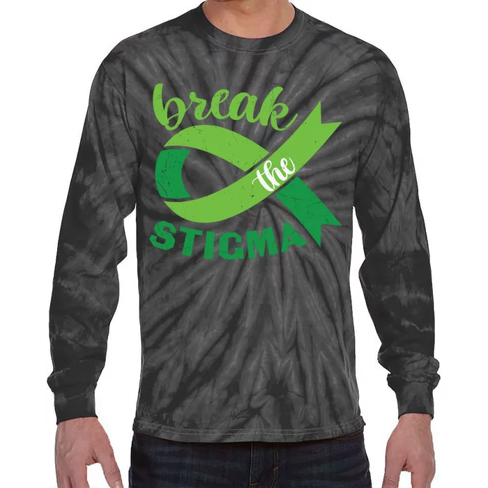 Break The Stigma Ribbon Mental Health Awareness Tie-Dye Long Sleeve Shirt