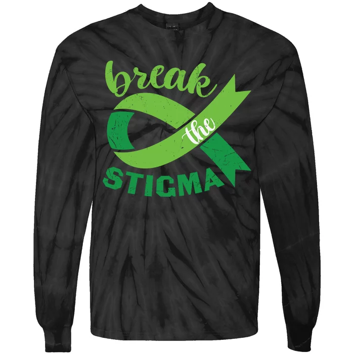 Break The Stigma Ribbon Mental Health Awareness Tie-Dye Long Sleeve Shirt