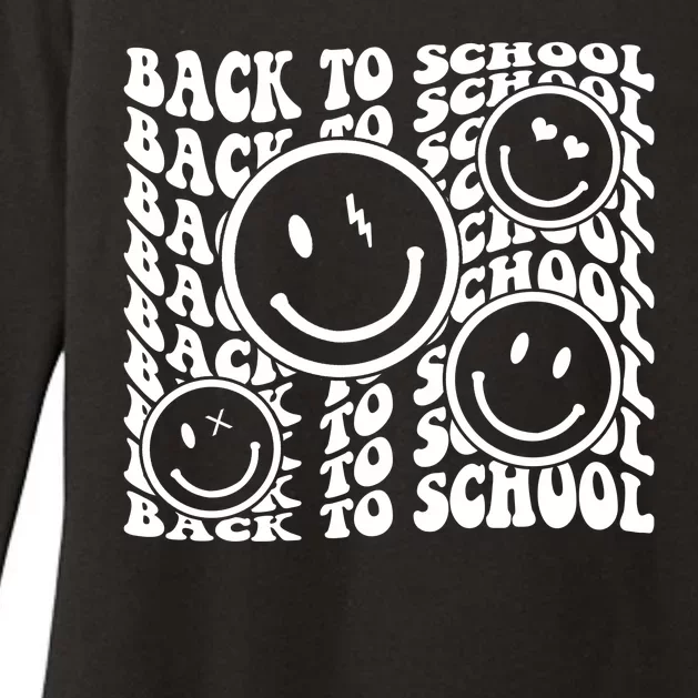 Back To School Retro Smile Face Womens CVC Long Sleeve Shirt