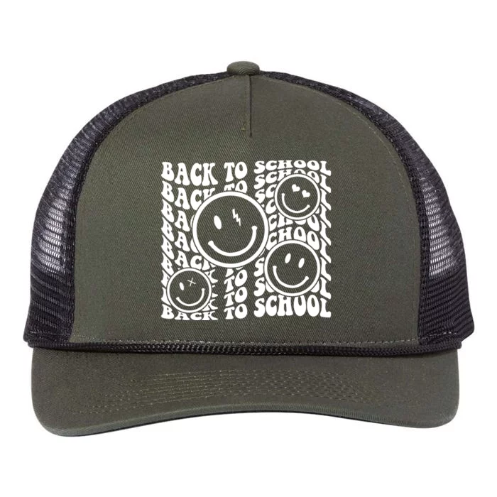 Back To School Retro Smile Face Retro Rope Trucker Hat Cap