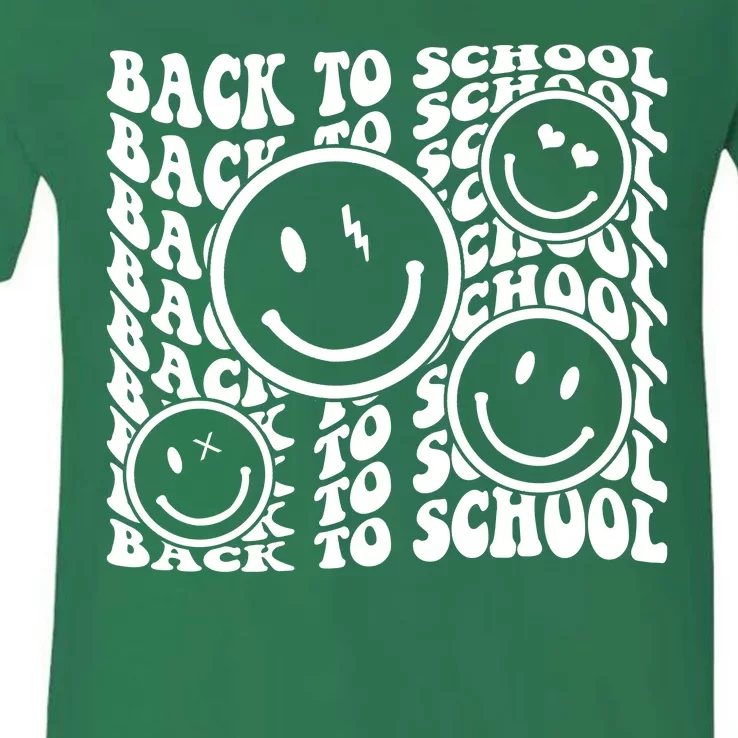 Back To School Retro Smile Face V-Neck T-Shirt