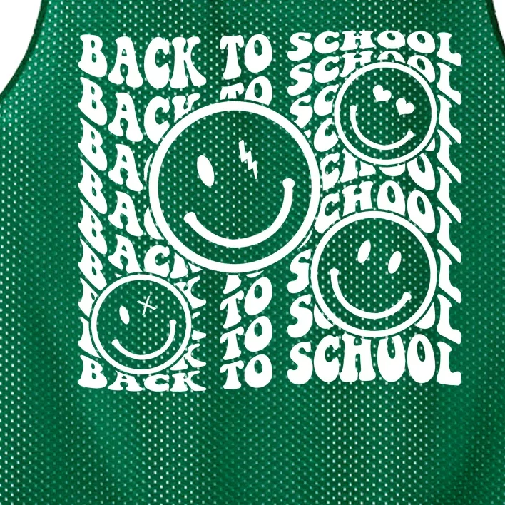 Back To School Retro Smile Face Mesh Reversible Basketball Jersey Tank