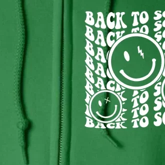 Back To School Retro Smile Face Full Zip Hoodie