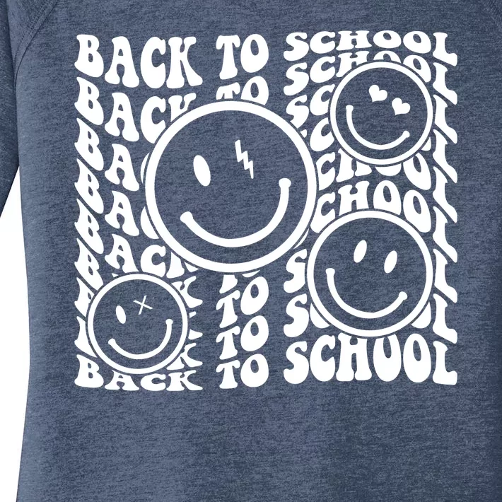 Back To School Retro Smile Face Women's Perfect Tri Tunic Long Sleeve Shirt