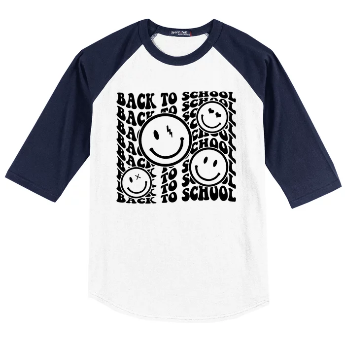 Back To School Retro Smile Face Baseball Sleeve Shirt