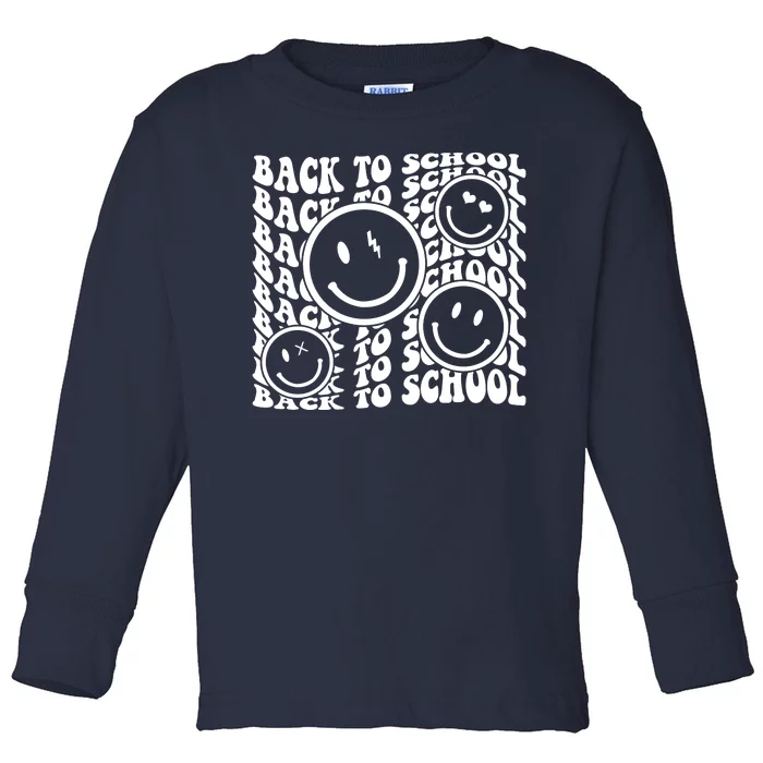 Back To School Retro Smile Face Toddler Long Sleeve Shirt