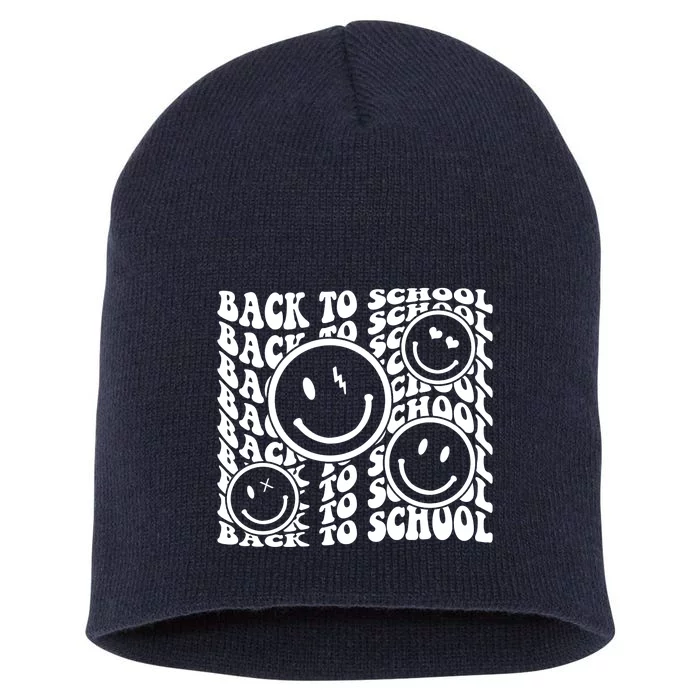 Back To School Retro Smile Face Short Acrylic Beanie