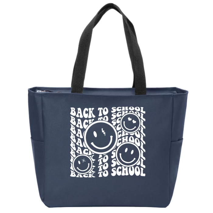 Back To School Retro Smile Face Zip Tote Bag