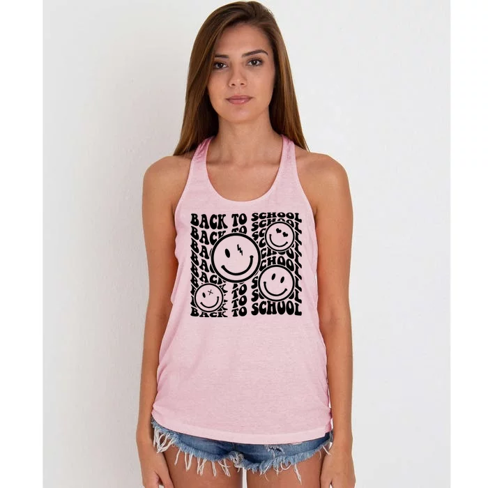 Back To School Retro Smile Face Women's Knotted Racerback Tank