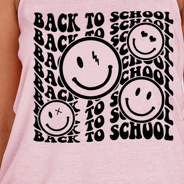 Back To School Retro Smile Face Women's Knotted Racerback Tank