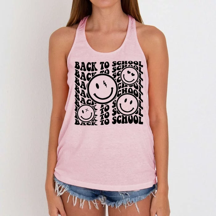 Back To School Retro Smile Face Women's Knotted Racerback Tank