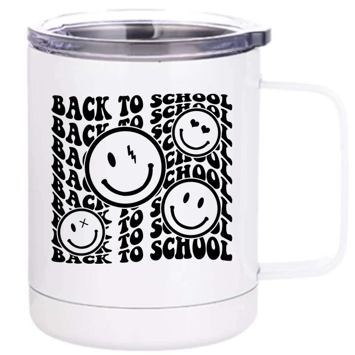 Back To School Retro Smile Face Front & Back 12oz Stainless Steel Tumbler Cup