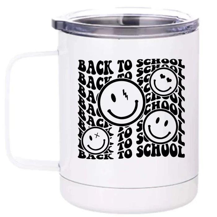 Back To School Retro Smile Face Front & Back 12oz Stainless Steel Tumbler Cup