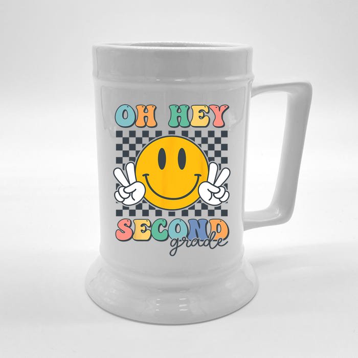 Back To School Oh Hey Second Grade Retro Teacher Student Front & Back Beer Stein