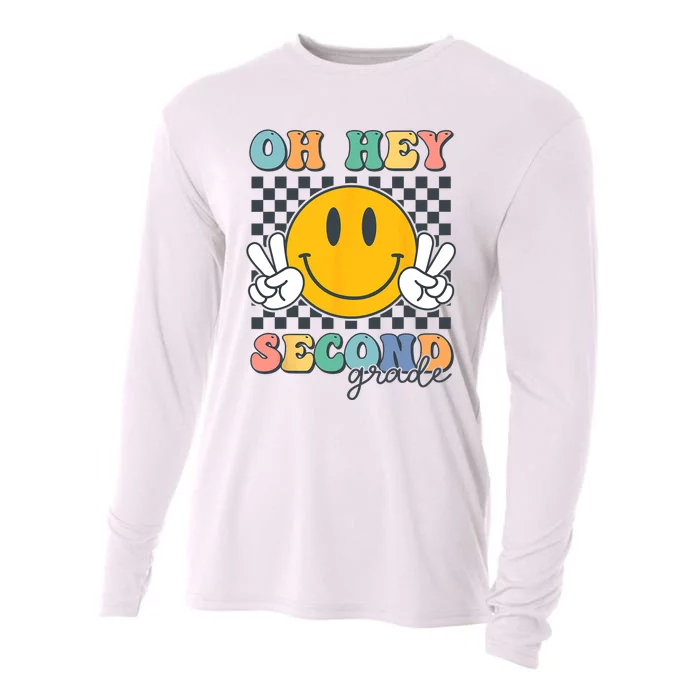 Back To School Oh Hey Second Grade Retro Teacher Student Cooling Performance Long Sleeve Crew