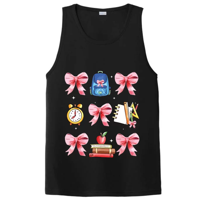 Back To School Girl Coquette Bow First Day Of School Performance Tank