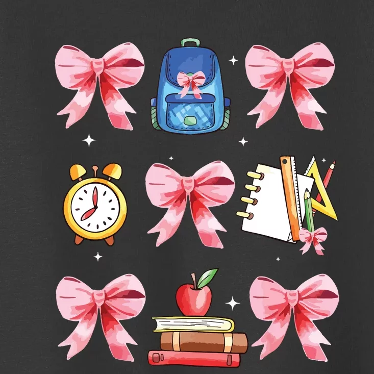 Back To School Girl Coquette Bow First Day Of School Toddler T-Shirt