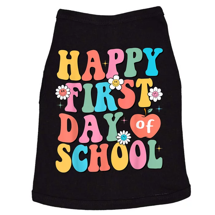 Back To School Teachers Students Happy First Day Of School Doggie Tank