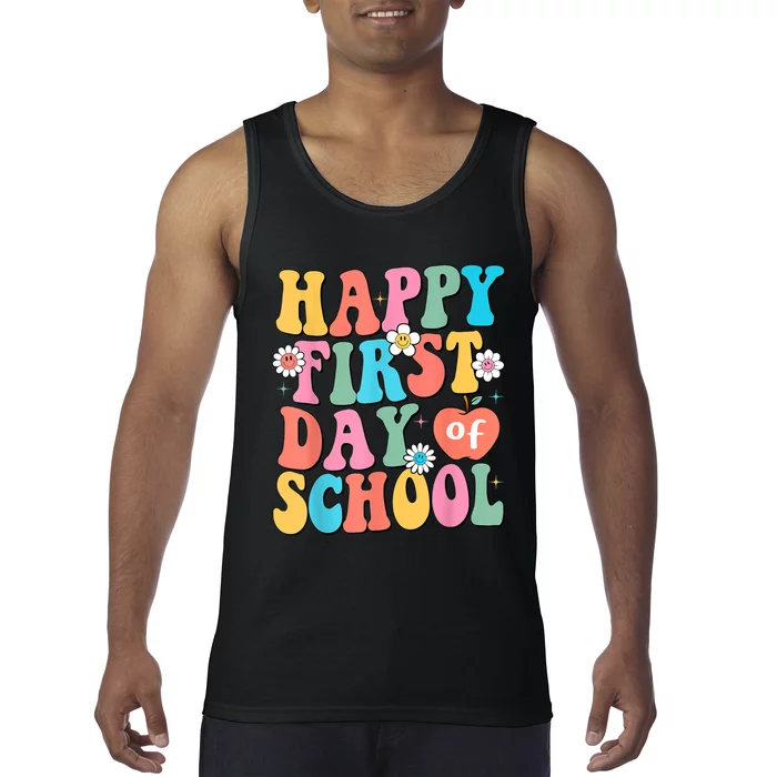 Back To School Teachers Students Happy First Day Of School Tank Top