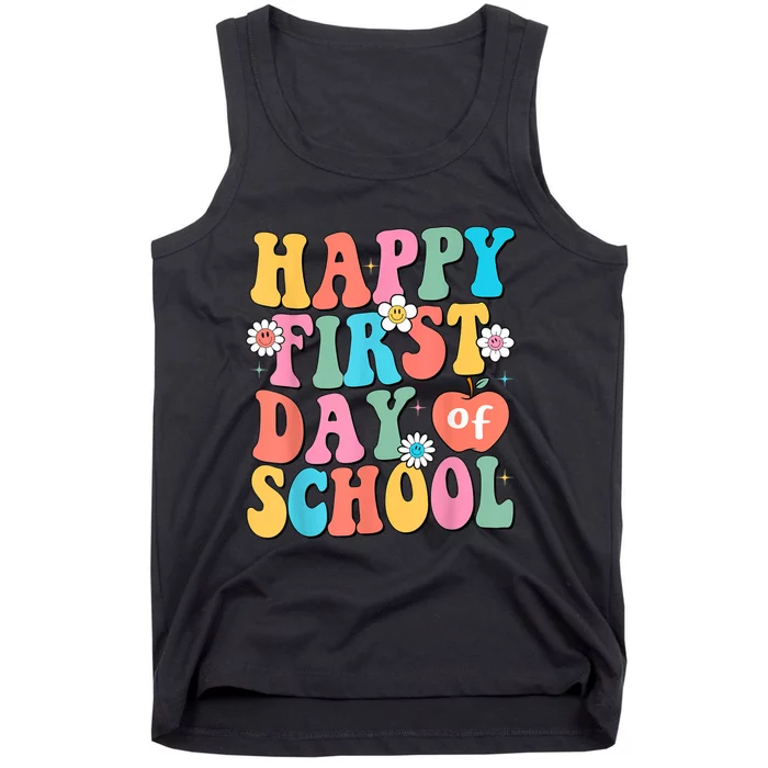 Back To School Teachers Students Happy First Day Of School Tank Top