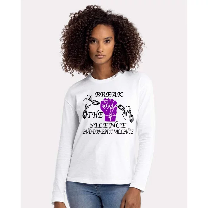 Break The Silence End Domestic Violence Womens Cotton Relaxed Long Sleeve T-Shirt