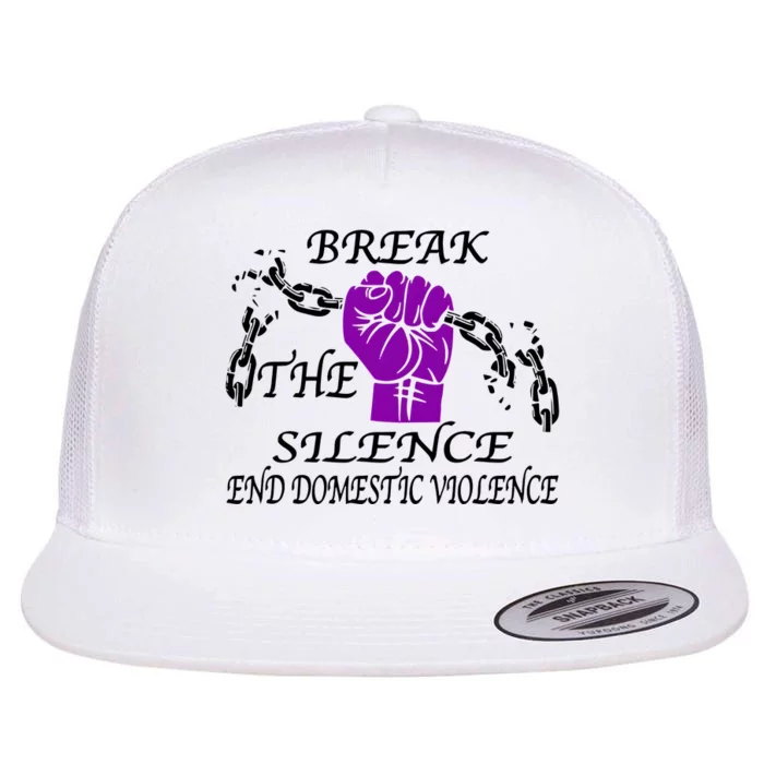 Break The Silence End Domestic Violence Flat Bill Trucker Hat