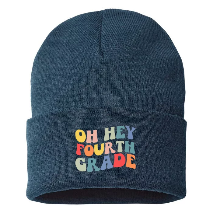 Back To School Students Teacher Oh Hey 4th Fourth Grade Sustainable Knit Beanie