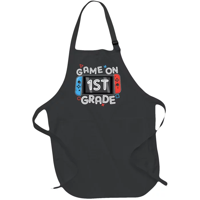 Back To School Game On 1st Grade Funny Gamer Kids Boy Full-Length Apron With Pocket