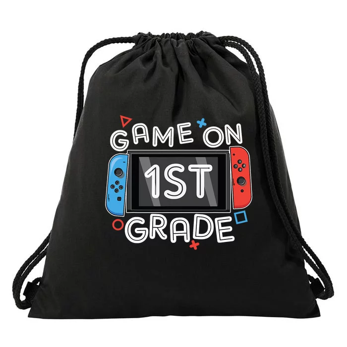 Back To School Game On 1st Grade Funny Gamer Kids Boy Drawstring Bag