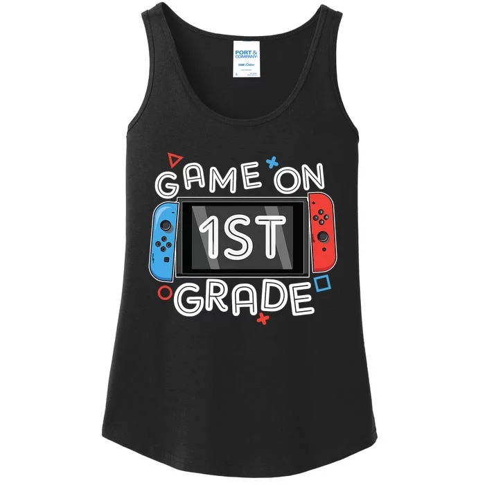 Back To School Game On 1st Grade Funny Gamer Kids Boy Ladies Essential Tank