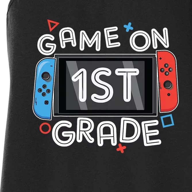 Back To School Game On 1st Grade Funny Gamer Kids Boy Women's Racerback Tank