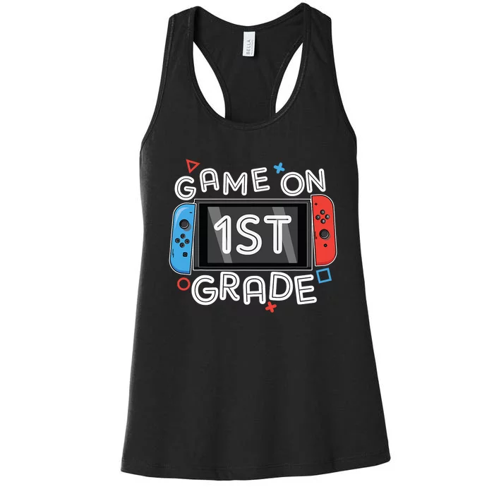 Back To School Game On 1st Grade Funny Gamer Kids Boy Women's Racerback Tank