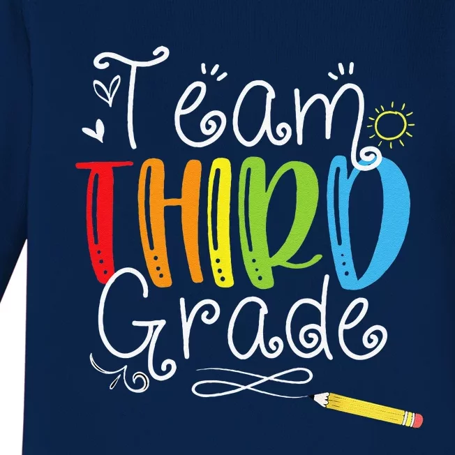 Back To School Team Third Grade 3rd Teacher Student Baby Long Sleeve Bodysuit