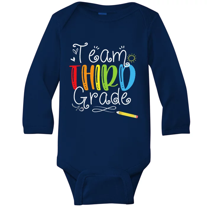 Back To School Team Third Grade 3rd Teacher Student Baby Long Sleeve Bodysuit