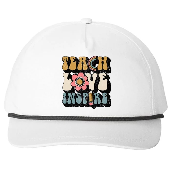 Back To School Teach Love Inspire Retro Teachers Snapback Five-Panel Rope Hat