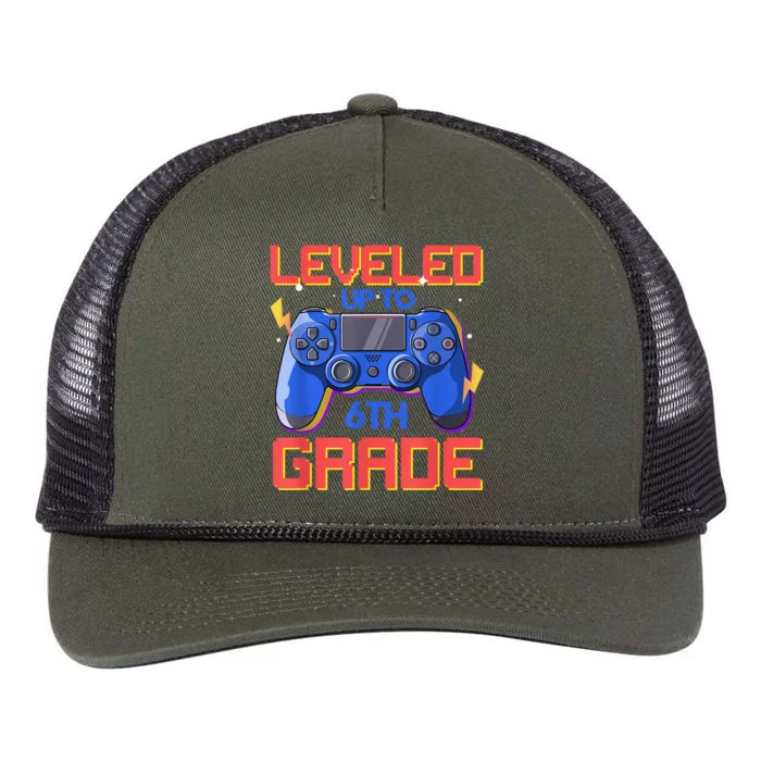 Back To School Leveled Up To 6th Grade Gamer Boy Girls Retro Rope Trucker Hat Cap