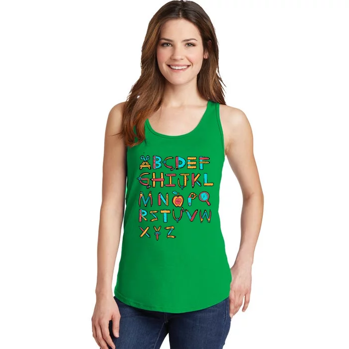 Back To School Alphabet Kindergarten Teacher Ladies Essential Tank