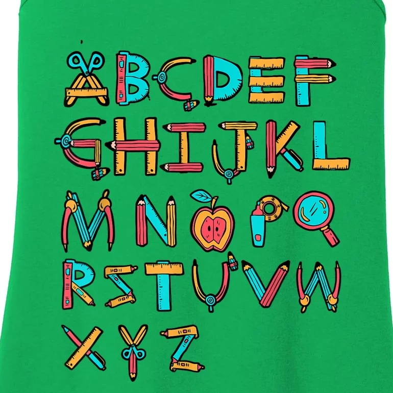 Back To School Alphabet Kindergarten Teacher Ladies Essential Tank