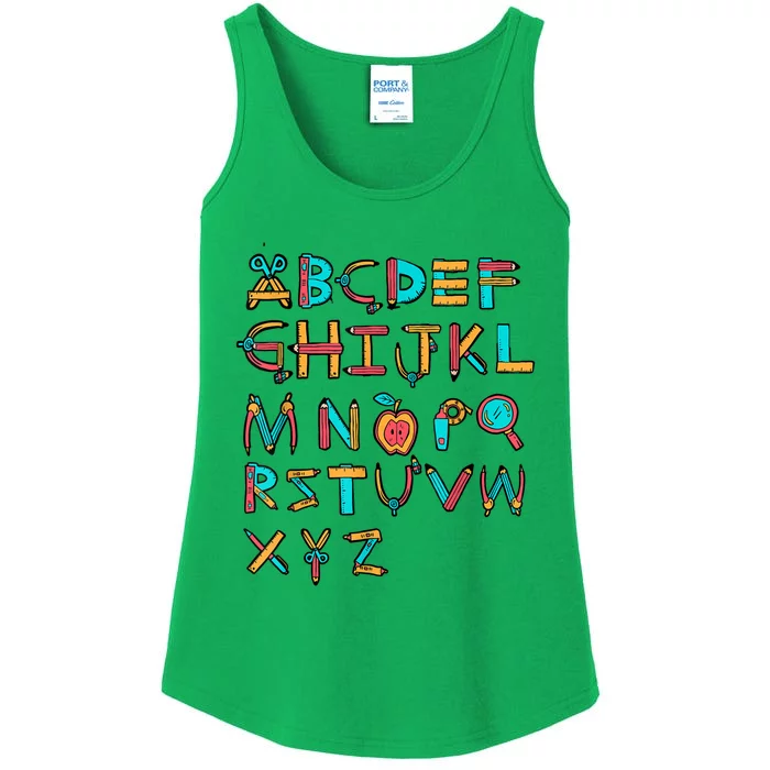 Back To School Alphabet Kindergarten Teacher Ladies Essential Tank