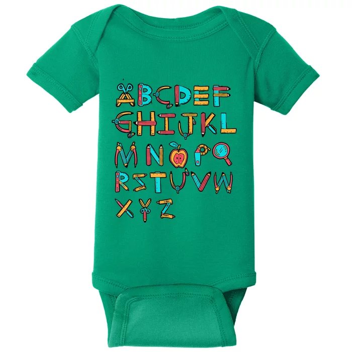 Back To School Alphabet Kindergarten Teacher Baby Bodysuit