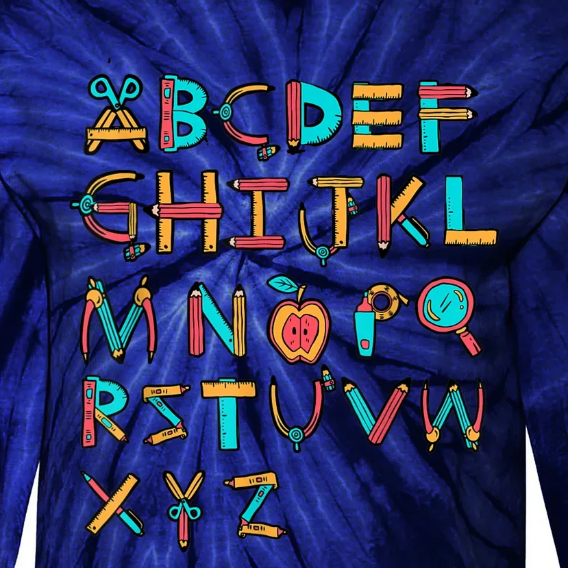 Back To School Alphabet Kindergarten Teacher Tie-Dye Long Sleeve Shirt