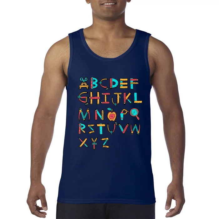 Back To School Alphabet Kindergarten Teacher Tank Top