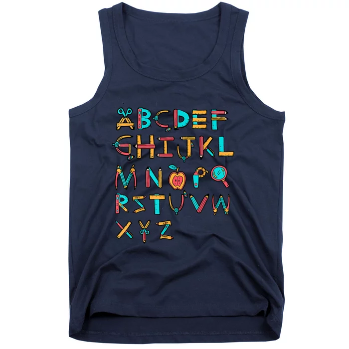 Back To School Alphabet Kindergarten Teacher Tank Top