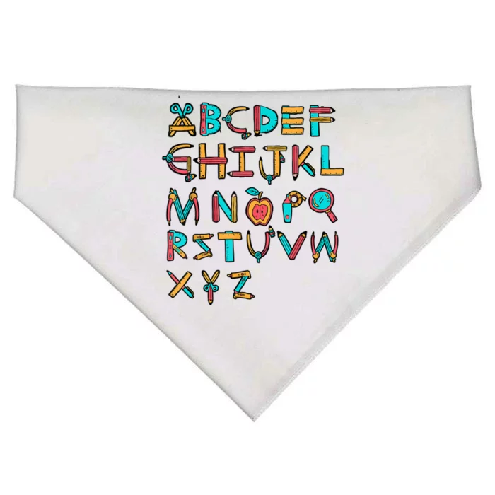 Back To School Alphabet Kindergarten Teacher USA-Made Doggie Bandana