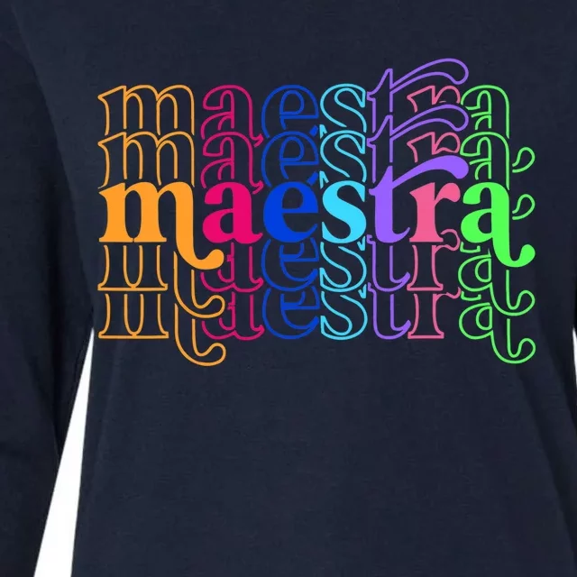 Back To School Maestra Cute Funny Spanish Teacher Womens Cotton Relaxed Long Sleeve T-Shirt