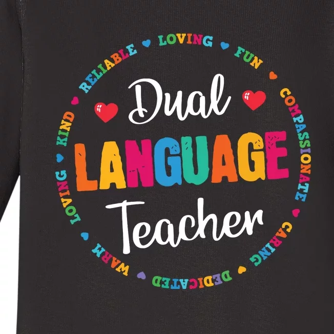 Back To School Squad Students Cute Dual Language Teacher Baby Long Sleeve Bodysuit