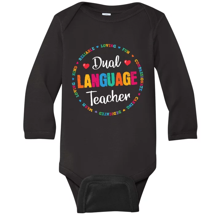 Back To School Squad Students Cute Dual Language Teacher Baby Long Sleeve Bodysuit