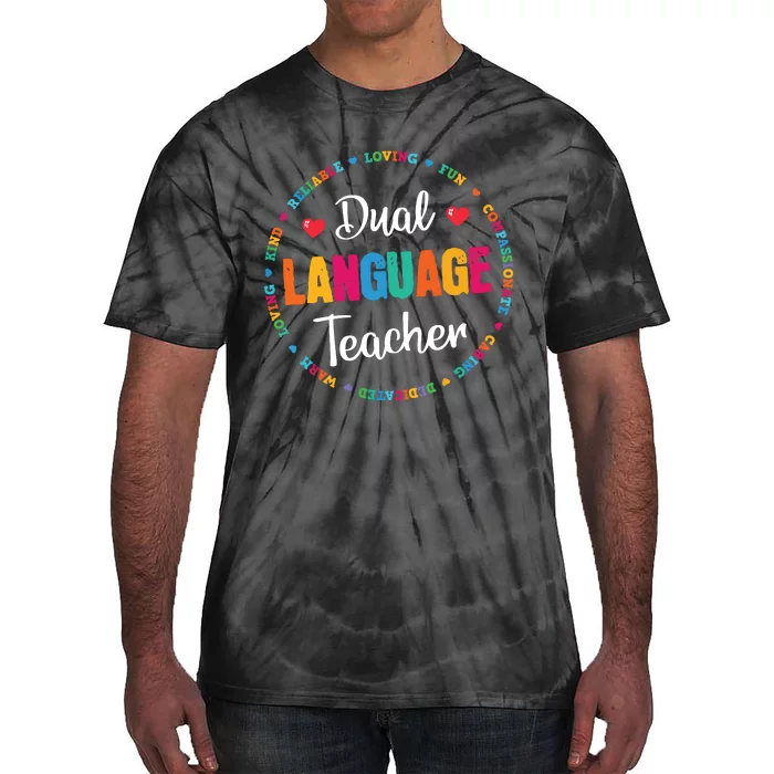 Back To School Squad Students Cute Dual Language Teacher Tie-Dye T-Shirt